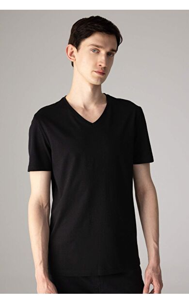 DeFacto Slim Fit V Yaka Basic Kısa Kollu Tişört M7668AZ24SPBK81