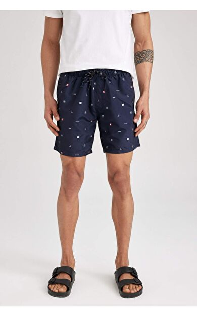 DeFacto Regular Fit Kısa Boy Deniz Şortu Lacivert