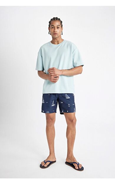 DeFacto DeFactoFit Regular Fit Desenli Deniz Şortu