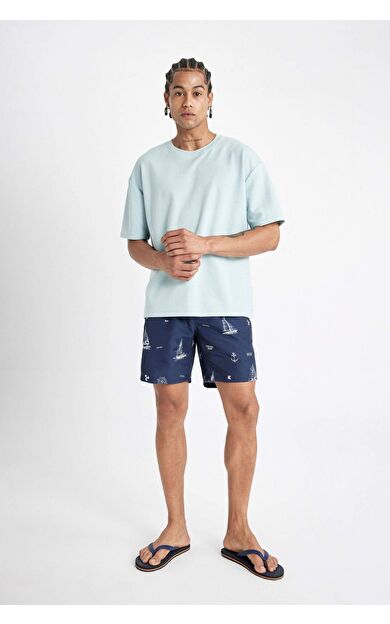 DeFacto DeFactoFit Regular Fit Desenli Deniz Şortu