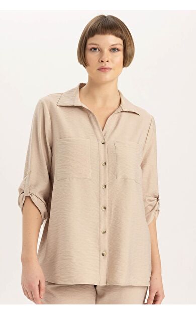 DeFacto Regular Fit Gömlek Yaka Uzun Kollu Gömlek M9407AZ24SPBG26