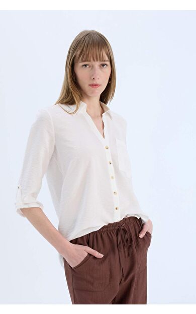 DeFacto Regular Fit Gömlek Yaka Uzun Kollu Gömlek M9407AZ25SPWT16