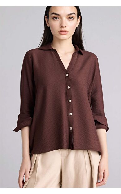 Regular Fıt Gömlek Yaka Uzun Kollu Gömlek