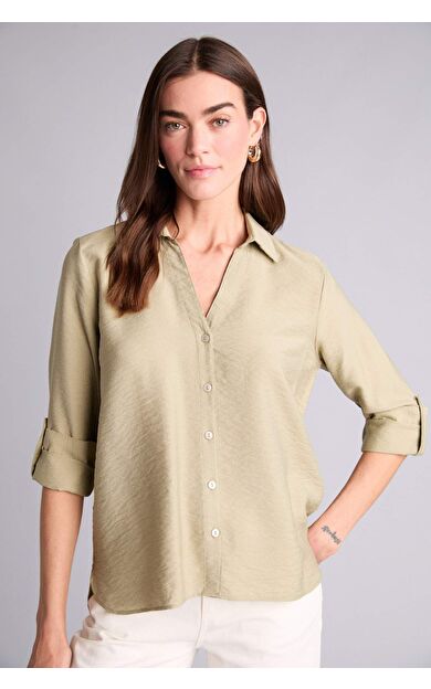 DeFacto Regular Fıt Gömlek Yaka Uzun Kollu Gömlek