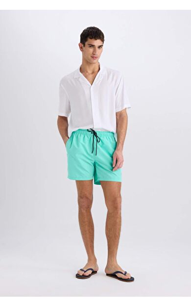 DeFacto File Astarlı Kısa Boy Deniz Şortu N0131AZ25HSGN1101