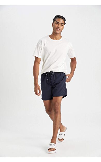 DeFactoFit Regular Fit File Astarlı Diz Üstü Deniz Şortu N0132AZ24HSIN75