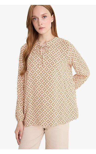 Regular Fit Bisiklet Yaka Uzun Kollu Bluz