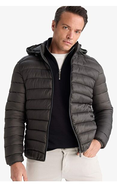 DeFacto Su Geçirmez Slim Fit Dar Kesim Kapüşonlu Fermuarlı Şişme Mont N4661AZ25AUKH412