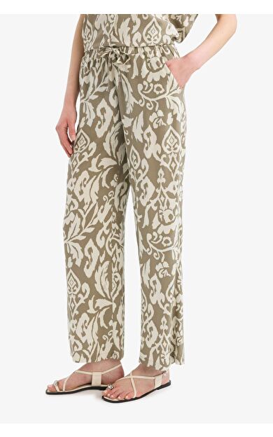 Florida Yüksek Bel Geniş Paça Desenli Viskon Pantolon N4915AZ25HSKH459