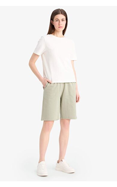 DeFacto Regular Fit Normal Bel Düz Paça Bermuda Şort