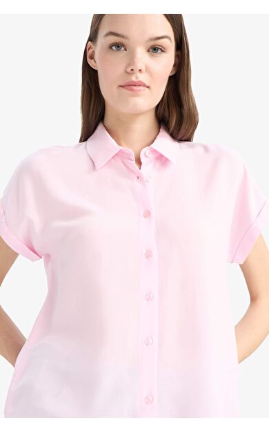 DeFacto Regular Fit Basic Düz Viskon Kısa Kollu Gömlek N7819AZ25SPPN47