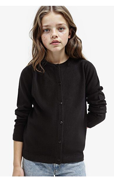 DeFacto Kız Çocuk Bisiklet Yaka Düğmeli Hırka N8407A625AUBK27