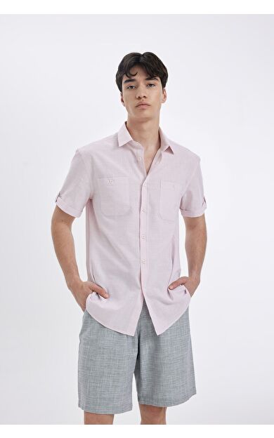 DeFacto DeFactoFit Slim Fit Poplin Kısa Kollu Gömlek N9073AZ24SMPN665