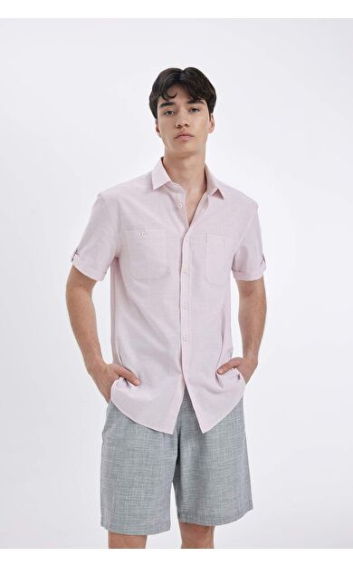 DeFacto DeFactoFit Slim Fit Poplin Kısa Kollu Gömlek N9073AZ24SMPN665