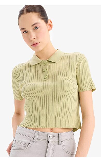 Slim Fit Dar Kesim Polo Yaka Triko Kazak