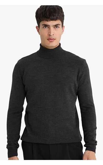 DeFacto Slim Fit Dar Kesim Balıkçı Yaka Basic Düz Triko Kazak