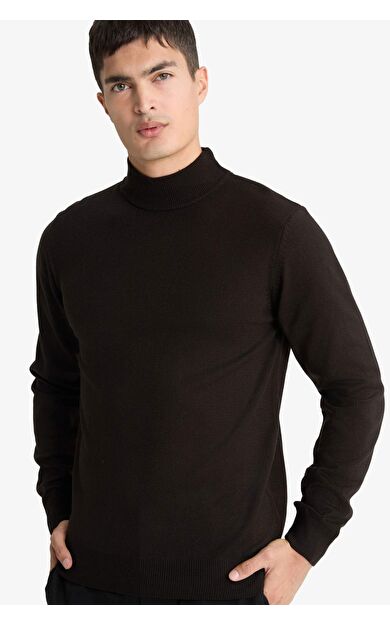 Slim Fit Dar Kesim Balıkçı Yaka Basic Düz Triko Kazak R1127AZ25WNBN497