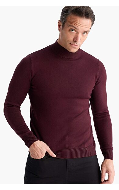 Slim Fit Dar Kesim Balıkçı Yaka Basic Düz Triko Kazak R1127AZ25WNBR34