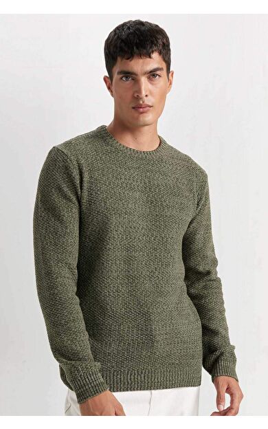 DeFacto Standart Fit Normal Kesim Bisiklet Yaka Dokulu Basic Düz Triko Kazak R1175AZ24WNKH268