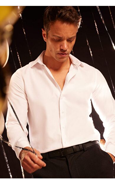 DeFacto Slim Fit Polo Yaka Oxford Uzun Kollu Gömlek R4340AZ24AUWT34