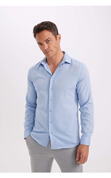 DeFacto Modern Fit Polo Yaka Poplin Uzun Kollu Gömlek R4340AZNSBE809