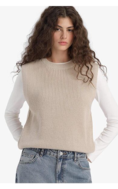 DeFacto Oversize Geniş Kalıp Bisiklet Yaka Yelek S0375AZ25WNBG644