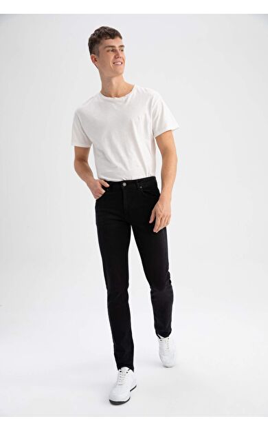 DeFacto Carlo Skinny Fit Normal Bel Dar Paça Jean Pantolon Siyah