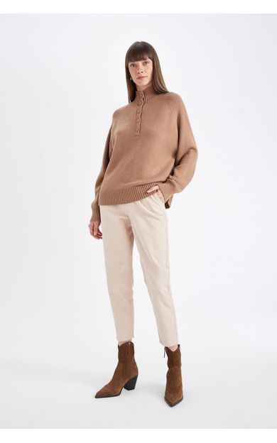 DeFacto Cepli Paperbag Bel Standart Paça Gabardin Pantolon S2790AZ24WNBG115