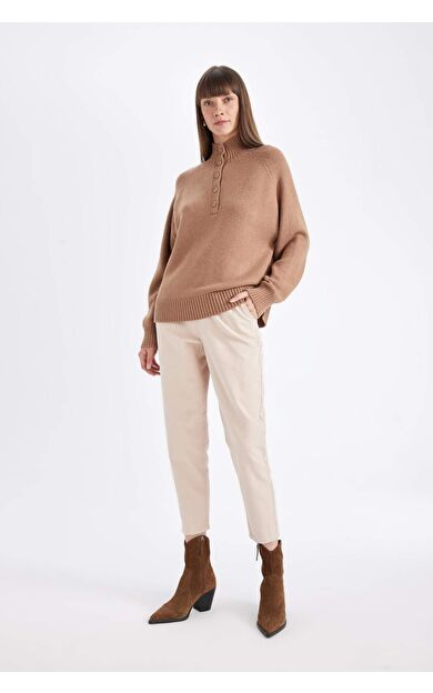 DeFacto Cepli Paperbag Bel Standart Paça Gabardin Pantolon S2790AZ24WNBG115