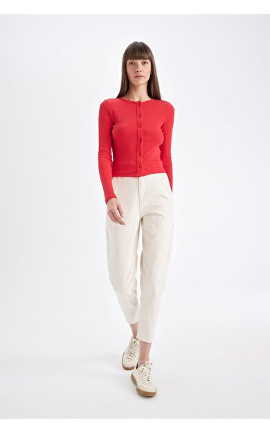 DeFacto Cepli Paperbag Bel Standart Paça Gabardin Pantolon S2790AZ24WNER238