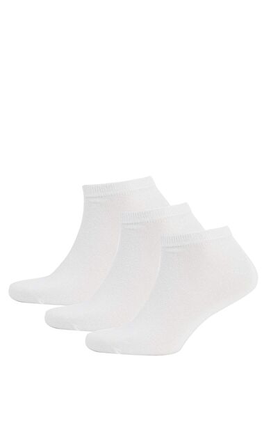 DeFacto Erkek Pamuklu 3'lü Kısa Çorap Beyaz