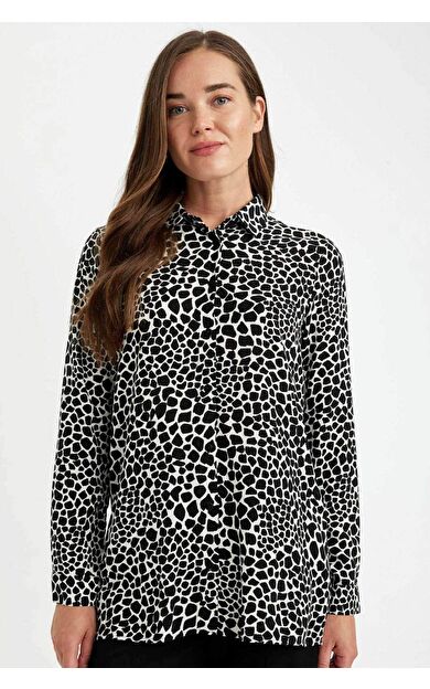 DeFacto Loose Fit Desenli Uzun Kollu Gömlek Tunik
