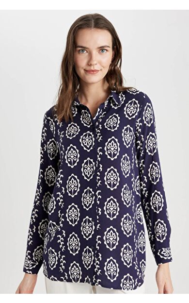 DeFacto Traditional Loose Fit Gömlek Yaka Uzun Kollu Tunik
