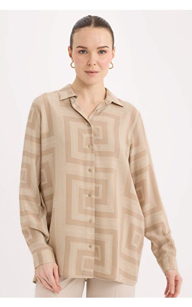 DeFacto Traditional Loose Fit Gömlek Yaka Uzun Kollu Tunik