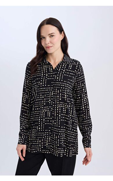 DeFacto Loose Fit Desenli Uzun Kollu Gömlek Tunik