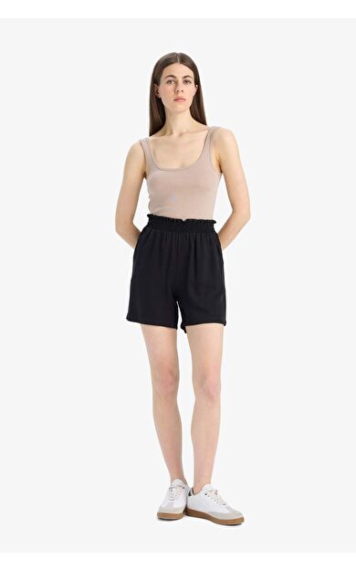 DeFacto Paperbag Yüksek Bel Geniş Paça Belmando Şort T0883AZ25SMBK81
