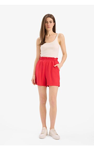 DeFacto Paperbag Yüksek Bel Geniş Paça Belmando Şort T0883AZ25SMRD197