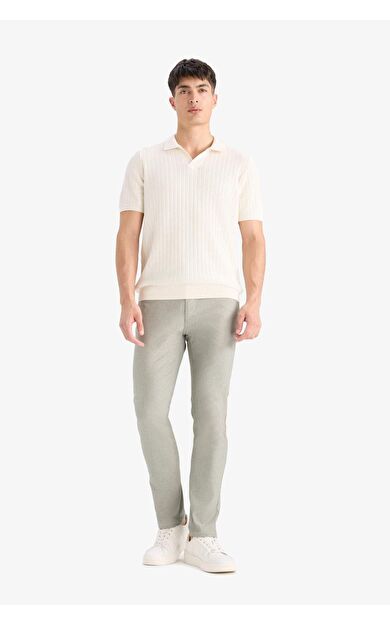 DeFacto Yazlık Chino Kanvas Pantolon Slim Fit Dar Kesim Cepli Dar Paça T1055AZ25SPKH120