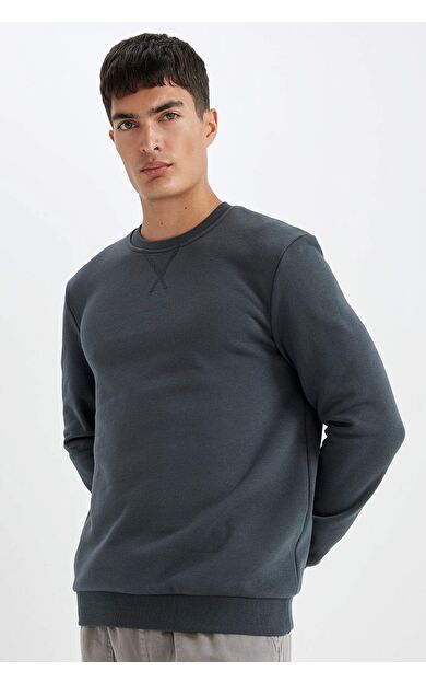 DeFacto Regular Fit Bisiklet Yaka Basic Sweatshirt