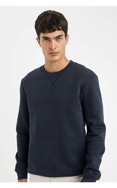DeFacto Regular Fit Bisiklet Yaka Kalın Sweatshirt T3777AZ24AUNV71