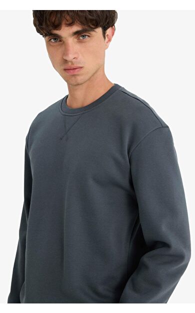 Regular Fit Bisiklet Yaka Basic Düz Kalın Sweatshirt T3777AZ25AUAR184