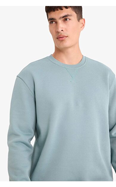 DeFacto Regular Fit Bisiklet Yaka Basic Düz Kalın Sweatshirt T3777AZ25AUGN1124