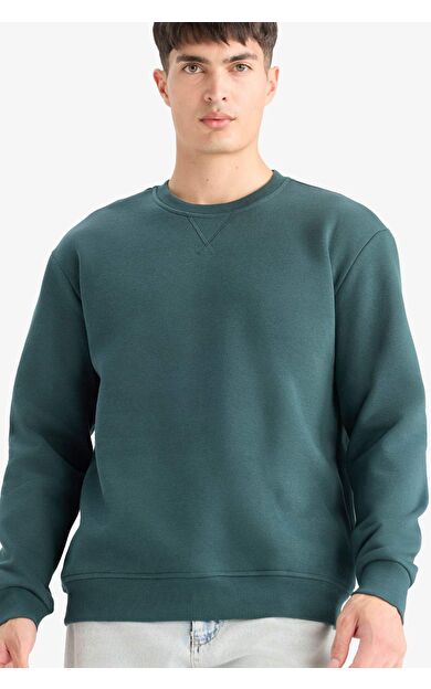 DeFacto Regular Fit Bisiklet Yaka Basic Düz Kalın Sweatshirt T3777AZ25AUGN536