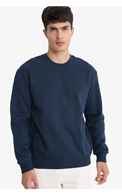 DeFacto Regular Fit Bisiklet Yaka Basic Düz Kalın Sweatshirt T3777AZ25AUNV71