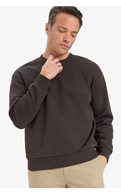 Relax Fit Bisiklet Yaka Kalın Sweatshirt Kumaşı Sweatshirt T5139AZ25AUBN339