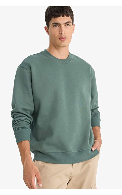 DeFacto Relax Fit Bisiklet Yaka Kalın Sweatshirt Kumaşı Sweatshirt T5139AZ25AUGN1019