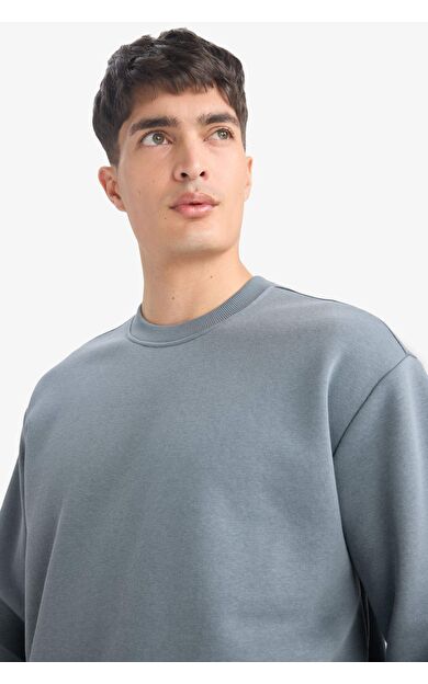 DeFacto Relax Fit Bisiklet Yaka Kalın İçi Yumuşak Tüylü Basic Düz Sweatshirt T5139AZ25AUGN846
