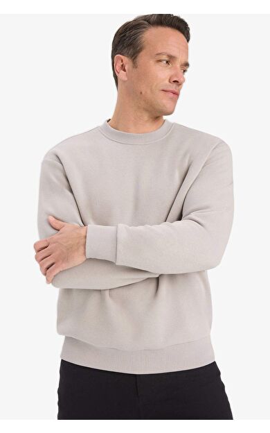 DeFacto Relax Fit Bisiklet Yaka Kalın İçi Yumuşak Tüylü Basic Düz Sweatshirt T5139AZ25AUGR302