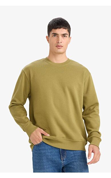 Relax Fit Bisiklet Yaka Kalın İçi Yumuşak Tüylü Basic Düz Sweatshirt