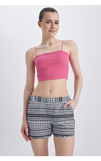 DeFacto Fall in Love Regular Fit Etnik Desenli Yüzme Şortu Siyah